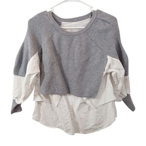 Gray White Layered Sweater Top